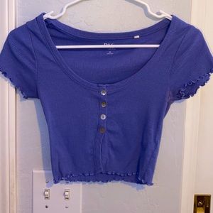 Pacsun Lettuce Edge Crop Button up Tee